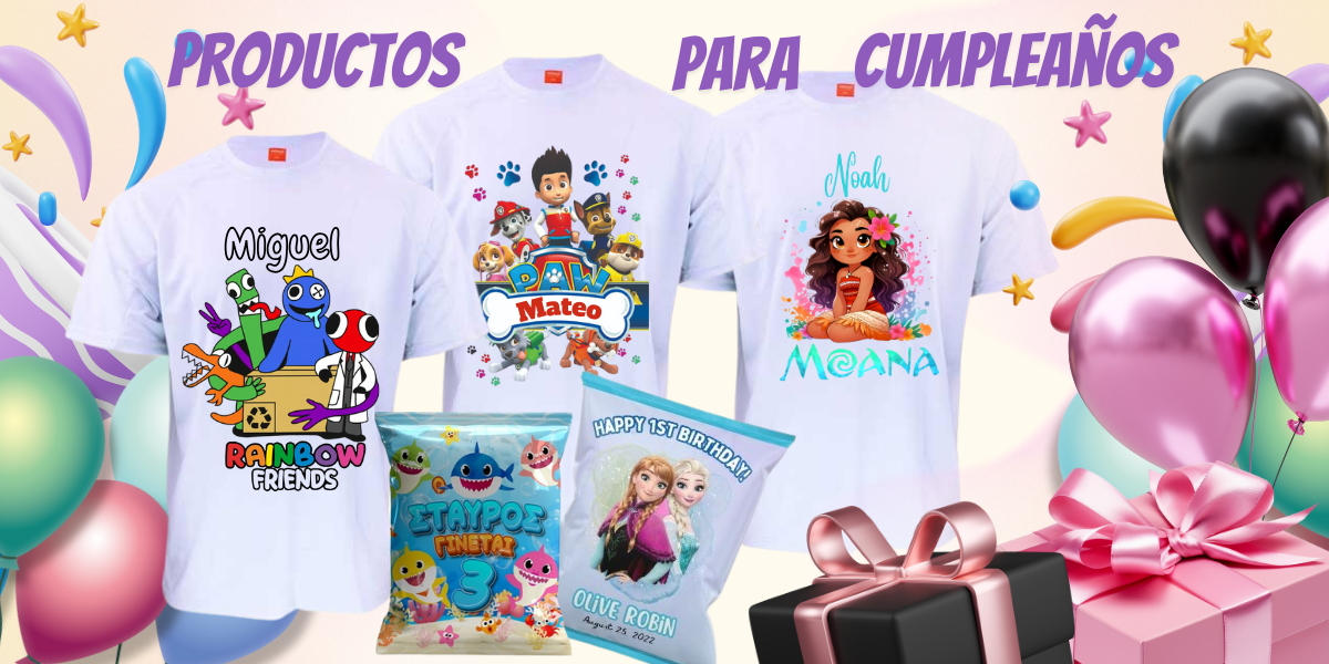 Productos para cumpleaños: camisetas y detalles personalizados
