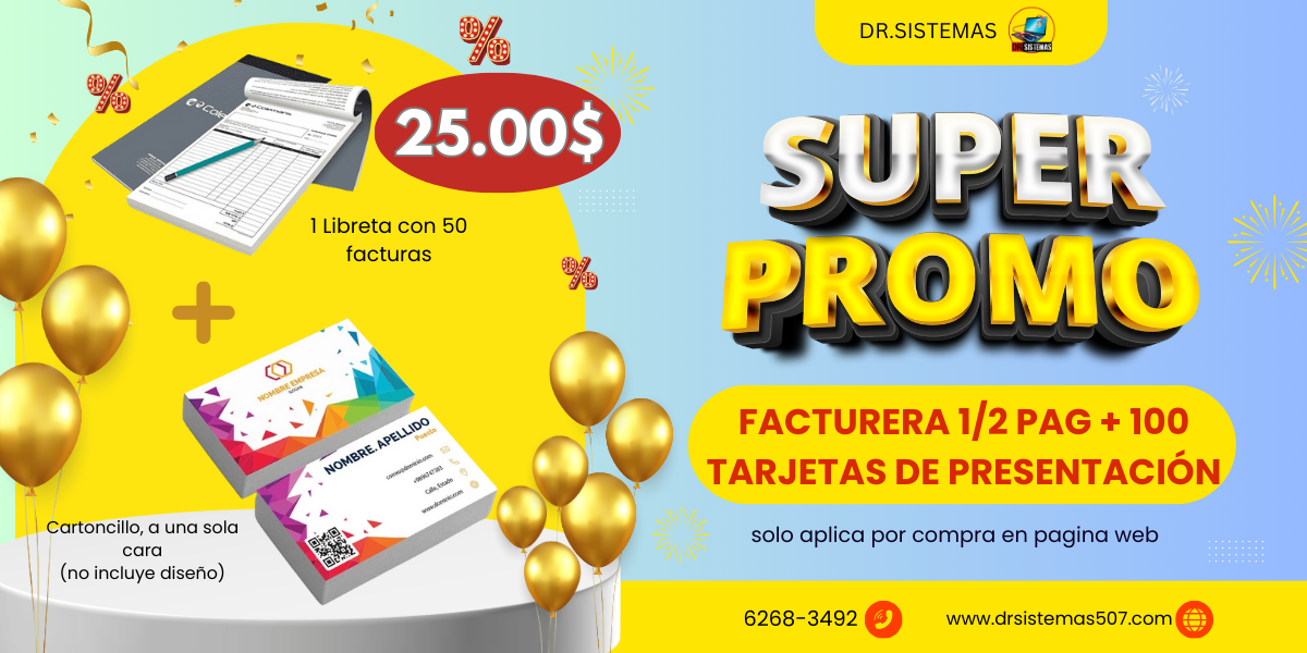 Super Promo $25: facturera + 100 tarjetas de presentación