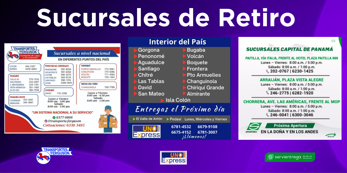 Sucursales de retiro a nivel nacional: interior del país y capital de Panamá