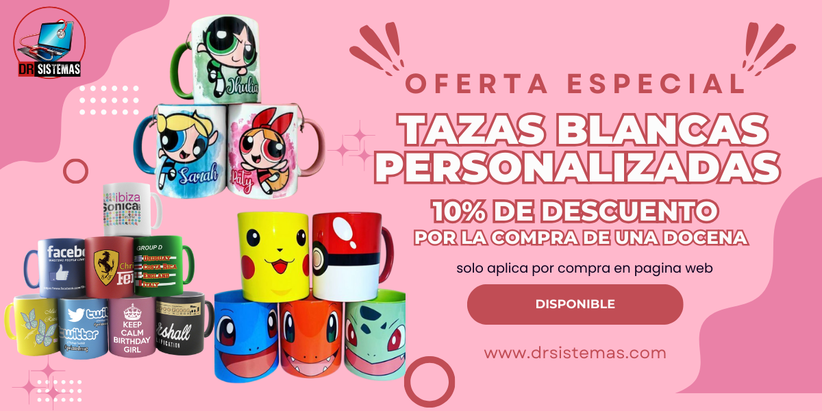 Tazas blancas personalizadas — 10% de descuento por la compra de una docena